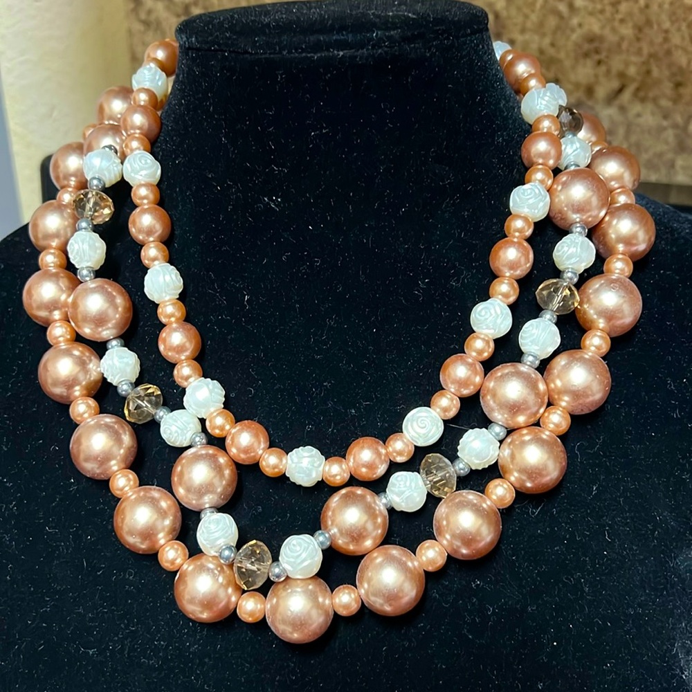 Cream and gold with crystals 3 layered